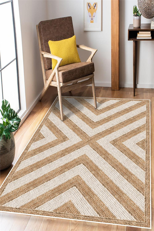 Desenli Sisal Jüt Görünümlü Dijital Baskı Yıkanabilir Kaymaz Taban Halı Mutfak Halısı Salon Halısı