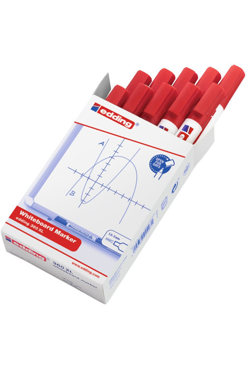Beyaz Yazı Tahtası Kalemi (Yeniden Doldurulabilir) 1.5-3Mm Kırmızı (10 Lu Paket) 360 Xl