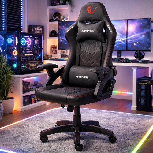 Nox Bel ve Boyun Destekli Carbon Deri Siyah/Kırmızı Oyuncu Koltuğu KL-R43