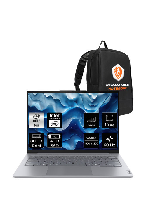 ThinkBook 14 G8 Intel Core 7 240H 80GB 4TB SSD 14" WUXGA FDOS Dizüstü Bilgisayar & Çanta