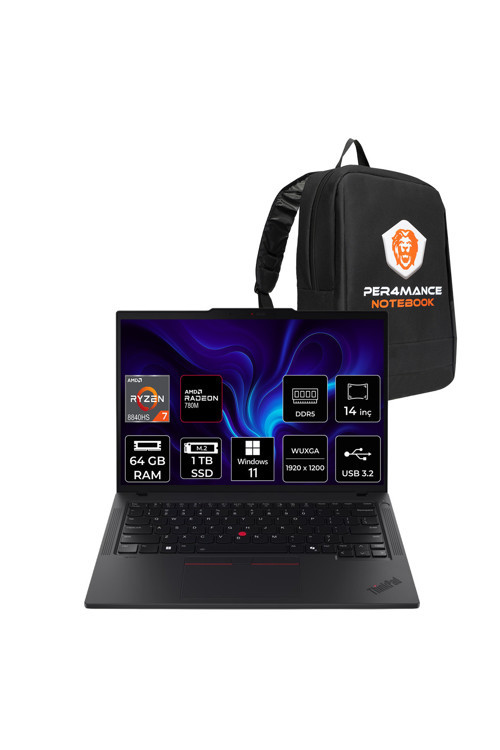 ThinkPad P14S G5 R7-8840HS 64GB 1TB SSD Radeon 780M 14" WUXGA W11P Laptop & Çanta