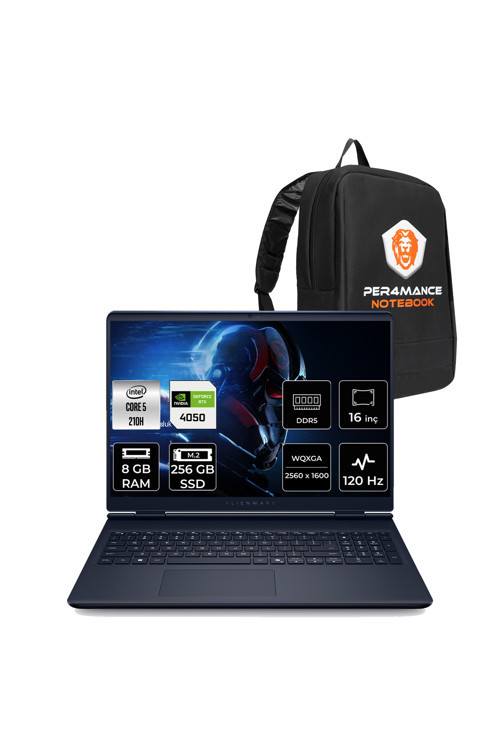 Alienware 16 Aurora Core5 210H 8GB 256GB SSD RTX4050/6GB 85W 16" 2K QHD+ FDOS Gaming Laptop