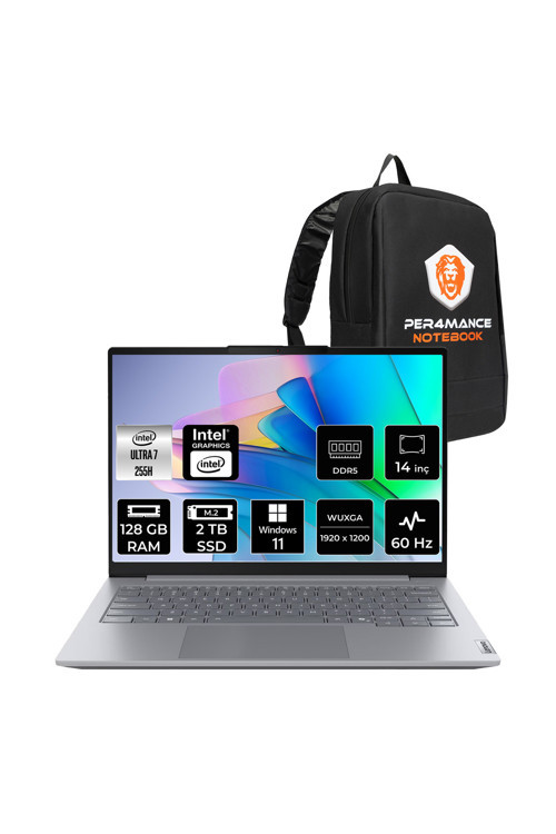 ThinkBook 14 G8 Ultra 7 255H 128GB 2TB SSD 14" FHD+ W11P Dizüstü Bilgisayar & PER4 Çanta