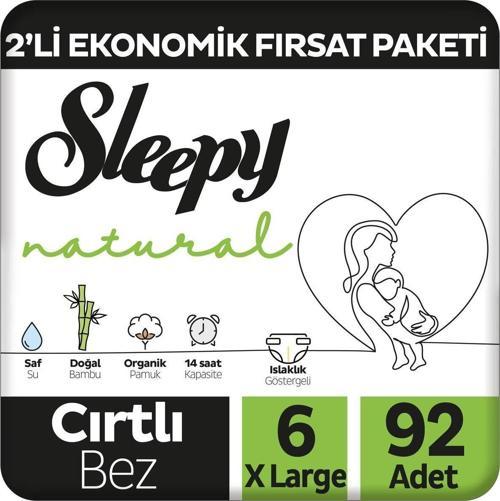 Natural 2'li Ekonomik Fırsat Paketi Bebek Bezi 6 Numara Xlarge 92 Adet