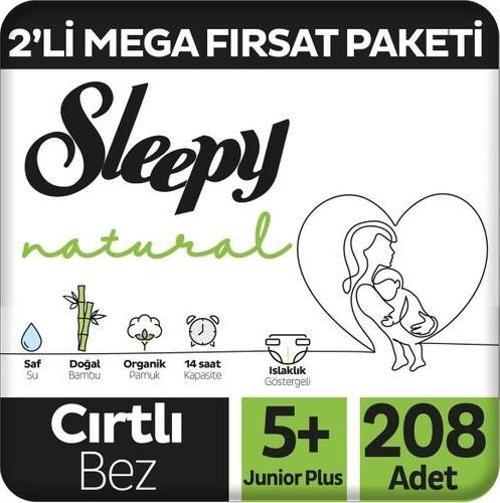 Natural 2'li Mega Fırsat Paketi Bebek Bezi 5+ Numara Junior Plus 208 Adet