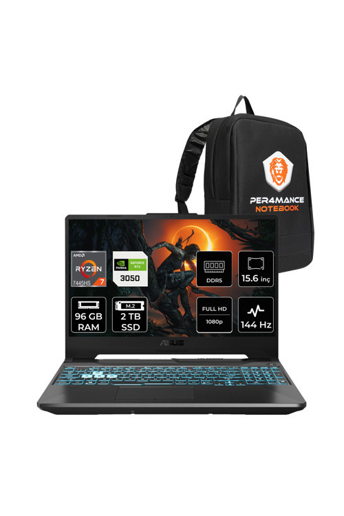 Tuf A15 R7-7445HS 96GB 2TB SSD RTX3050/4GB 144Hz FHD 15.6" FDOS Gaming Laptop & PER4 ÇANTA