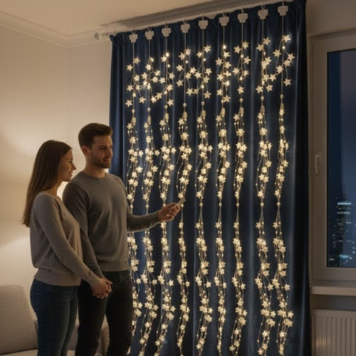 Saçaklı 3*3 Metre Yıldız Boncuklu Dekor Led USB Ev, Oda ve Organizasyon Dekoru hakkında ürün açıklaması (4490)