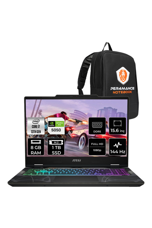Cyborg 15 i7 13620H 8GB 1TB SSD RTX5050/8GB 15.6" FHD 144Hz FDOS Gaming Laptop B13WEKG