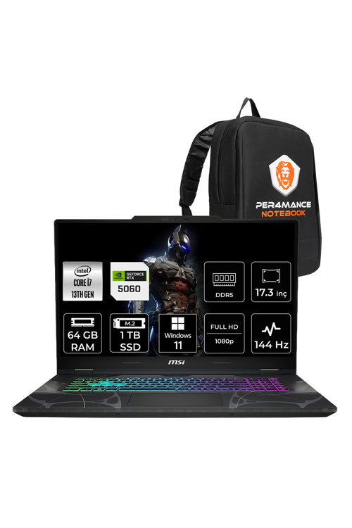 Cyborg 17 i7 13620H 64GB 1TB SSD RTX5060/8GB 17.3" FHD 144Hz W11H Gaming Laptop B13WFKG