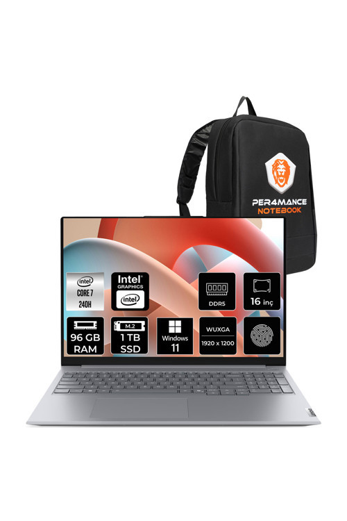 ThinkBook 16 G8 Core 7 240H 96GB 1TB SSD 16" FHD+ W11P Taşınabilir Bilgisayar & PER4 Çanta