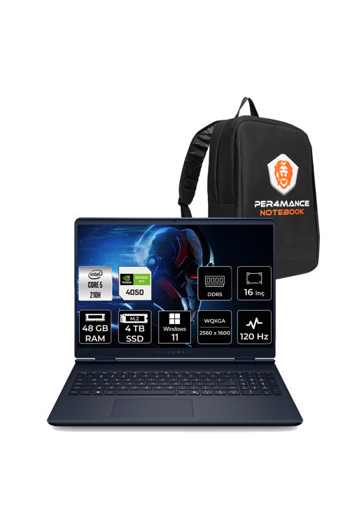 Alienware 16 Aurora Core5 210H 48GB 4TB SSD RTX4050/6GB 85W 16" 2K QHD+ W11H Gaming Laptop