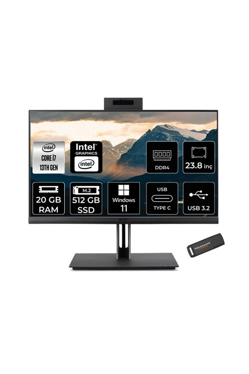 Veriton 4000 i7 13700 20GB 512GB SSD 23.8" FHD Pivot W11H All In One Bilgisayar & PER4 BELLEK