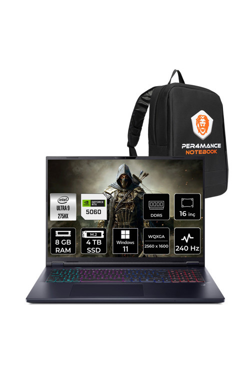 Predator Helios Neo16 Ultra9 275HX 8GB 4TB SSD RTX5060/8GB 16" QHD+ W11H Gaming Laptop