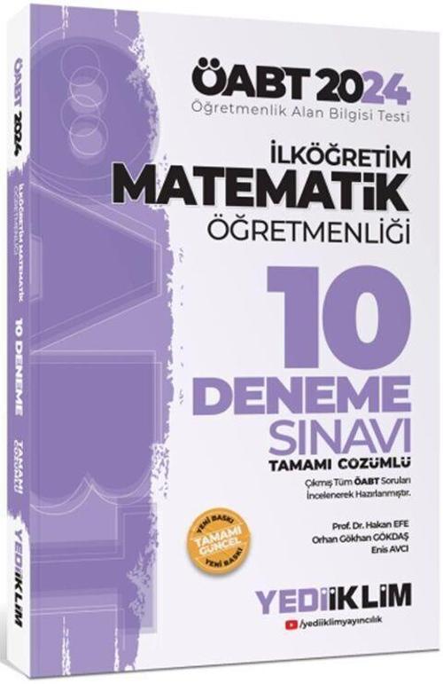Yediiklim Yayınları 2024 ÖABT İlköğretim Matematik Öğretmenliği Tamamı Çözümlü 10 Deneme Sınavı