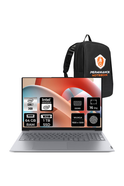 ThinkBook 16 G8 Core 7 240H 64GB 1TB SSD 16" FHD+ FDOS Taşınabilir Bilgisayar & PER4 Çanta