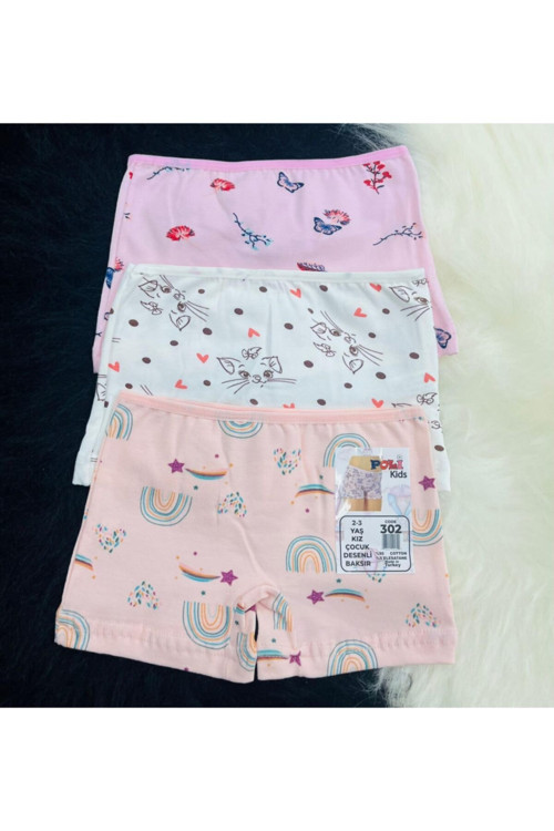 Kız Çocuk 3'Lü Cat Boxer 1