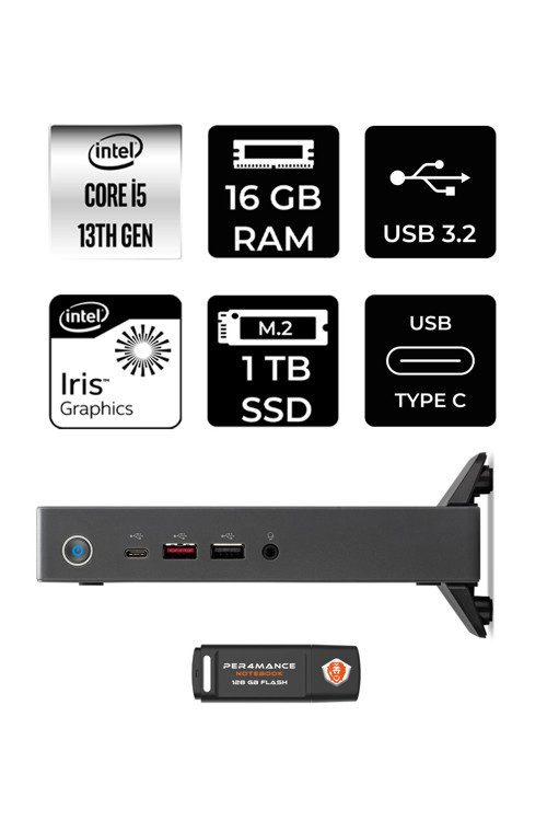 Veriton 2000 i5 1334U 16GB 1TB SSD FDOS Mini Masaüstü Bilgisayar & PER4 USB Bellek