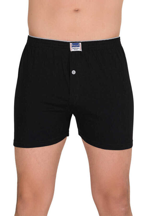 Berrak Erkek 3'Lü (Siyah-Füme-Gri) Renk Geniş Kesim % 100 Pamuklu Düğmeli Boxer-Short-Külot Berrak / 1099