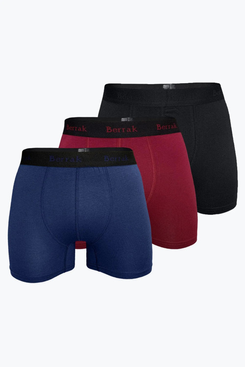 Berrak Erkek 3'Lü (Siyah- Bordo- Lacivert) Renk Modal Kalın Kemerli Likralı Boxer-Short-Külot Berrak / 4476
