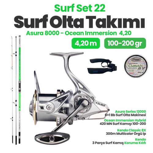 Ocean Immersion Hybrid 420 cm Surf Kamışı - Kaido Asura Series 12000 6+1 Bb Surf Set-22