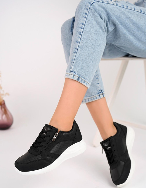 ASİA Garantili Kadın Ortopedik Günlük Bağcıklı Yandan Fermuarlı Rahat Sneaker Spor Ayakkabı
