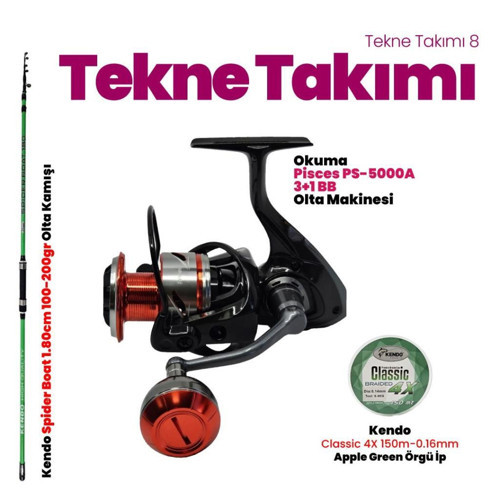 Spider 180 cm Okuma Pisces 5000 Makine Kamış Set 8