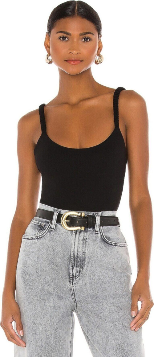 Kadın Siyah Askılı Ipek Jarse Bodysuit