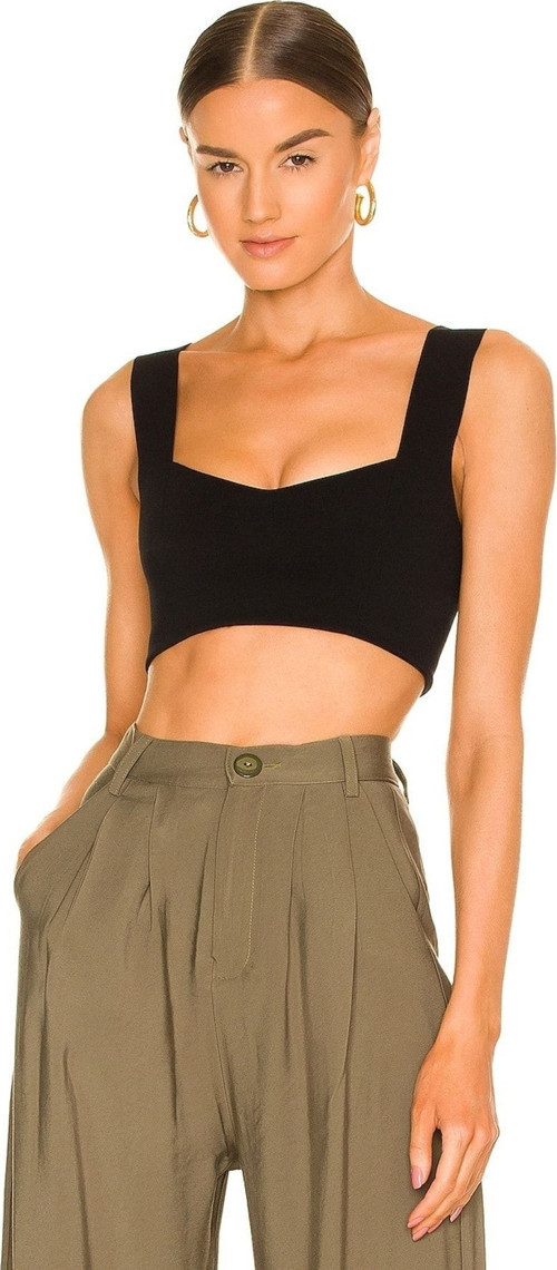 KADIN SİYAH KALIN ASKILI JARSE CROP TOP