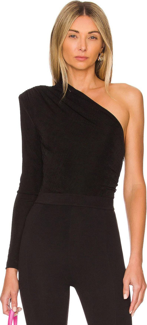 Kadın Tek Omuz Jarse Çift Kat Büzgülü Bodysuit