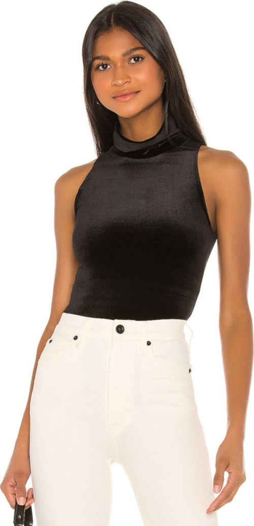 Kadın Siyah Kadife Balıkçı Yaka Bodysuit