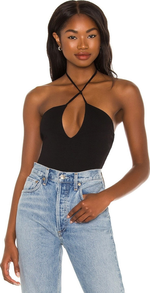 Kadın Siyah Ip Askılı Sırt Dekolte Jarse Bodysuit