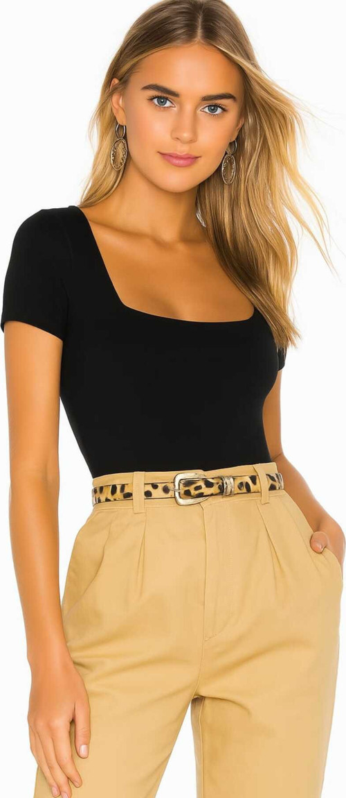 Kadın Kare Yaka Jarse Bodysuit