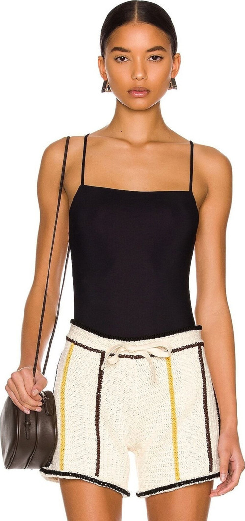 Kadın Siyah Askılı Jarse Bodysuit