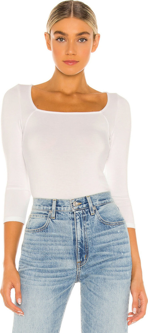 Kadın Beyaz Kare Yaka Bodysuit