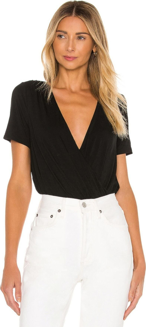 Kadın Kısa Kol V Yaka Ipek Jarse Bodysuit