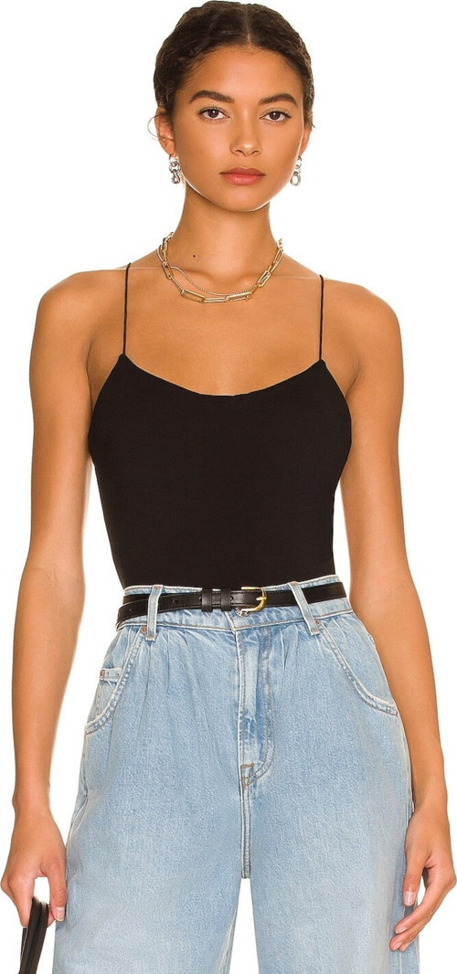 Kadın Siyah Ip Askılı Sırt Dekolte Jarse Bodysuit