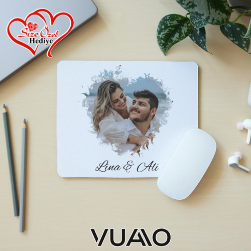 Kişiye Özel Fotoğraflı ve İsimli Mouse Pad 21x17 cm, Kaymaz Taban - Resim Baskılı Mousepad