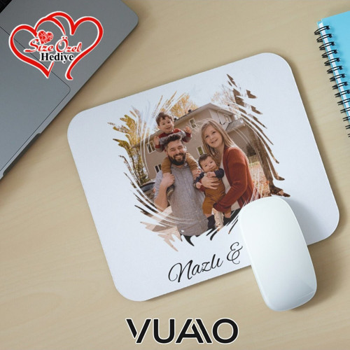 Kişiye Özel Fotoğraflı ve İsimli Mouse Pad 21x17 cm, Kaymaz Taban - Resim Baskılı Mousepad