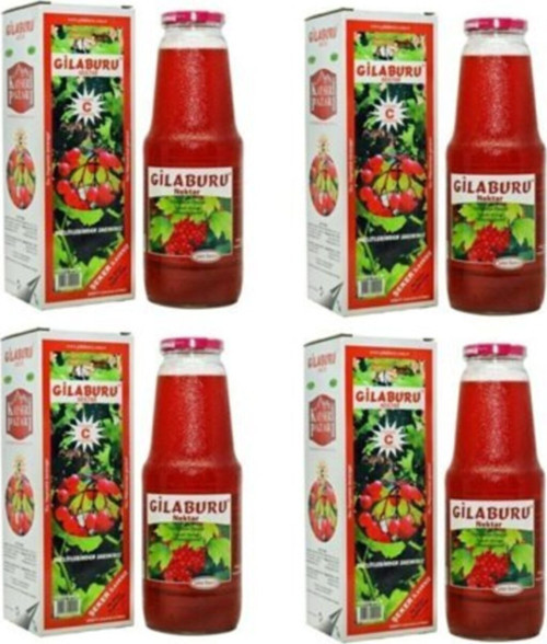 Gilaburu Suyu 1lt X 4 Adet Cam Şişe / Şeker İlavesiz