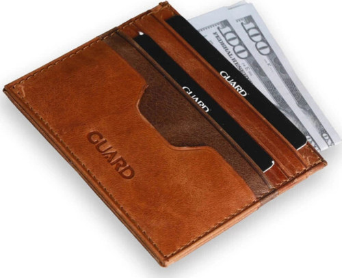 Antik Taba - Kahverengi Çift Renk Hakiki Deri Kartlık