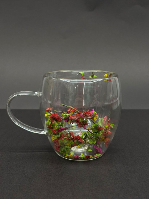 Çift Cidarlı Kulplu Cam Bardak Yeşil