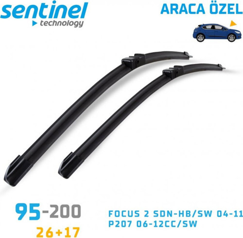 Silecek Takımı Muz Peugeot 207 (2006-2012) CC/SW 26"+17"