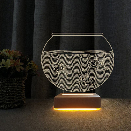 3d Akvaryum Tasarım Led Gece Lambası Hediye Led Doğum Günü Hediyesi