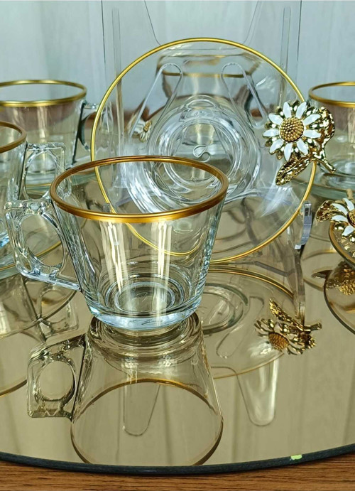 PAŞABAHÇE Vela Fincan Takımı 12 Parça 6 Kişilik KELEBEKLİ YALDIZLI Hediyelik Çeyizlik