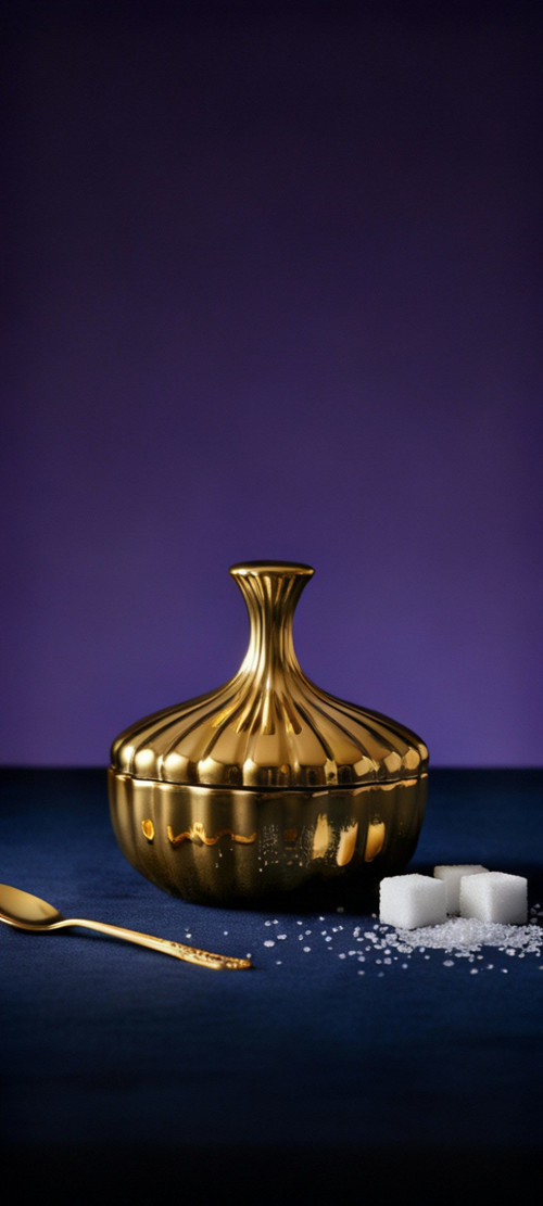 Titanyum Gold Kaplama Cam Şekerlik – Lokumluk, Reçellik, Sunumluk 13 cm
