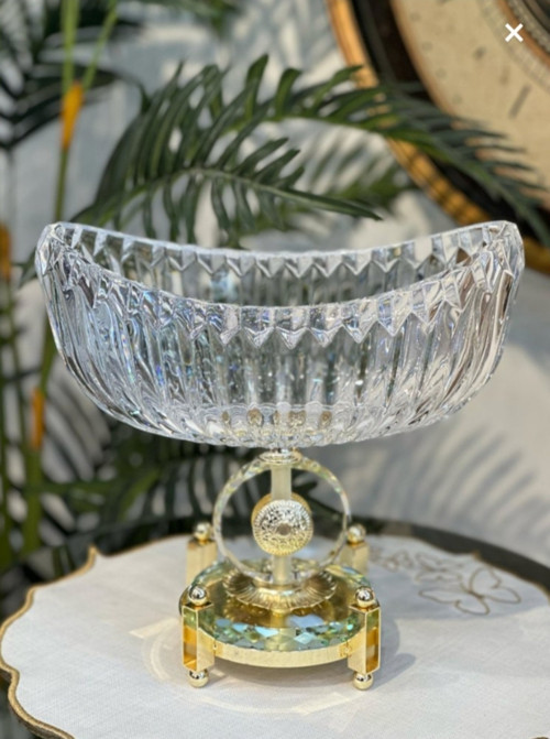 Ultra Lüks Premium Kristal Gold Gondol Kase | Dekoratif Masa ve Salon Aksesuarı