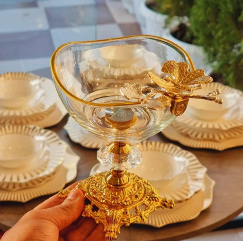 6 Adet Kelebekli Döküm Ayaklı Kase Magnolia Dondurmalık Cup Çerezlik Sunumluk