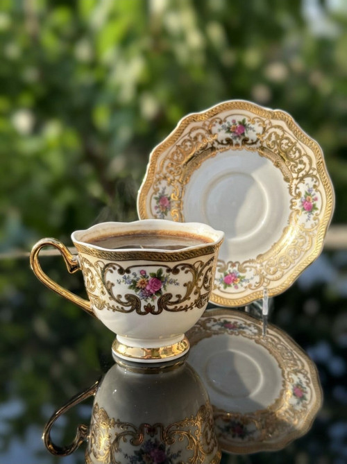Victoria 24K Altın İşlemeli 6 Kişilik Porselen Fincan Seti Takımı
