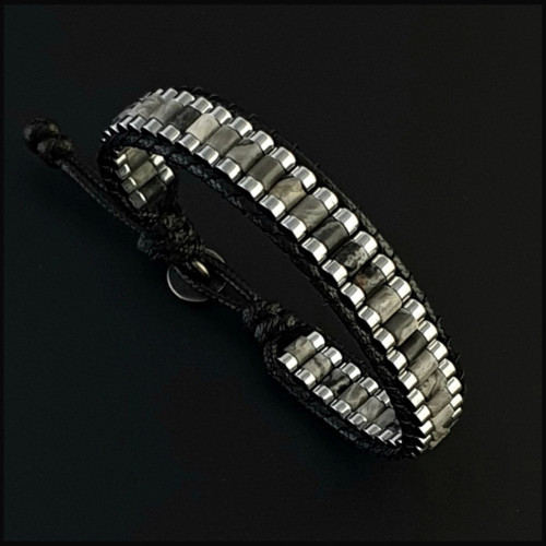 Doğal Taş Bileklik, Map Jasper ve Hematit Taşı Bileklik, Erkek Bileklik, Kadın Bileklik