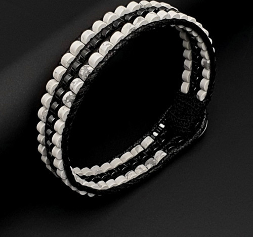 Doğal Taş Havlit Taşı ve Hematit Taşı Erkek Kadın Bileklik 4x2mm